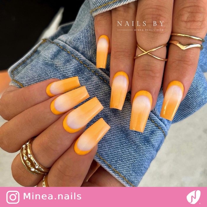Shiny Orange Ombre Nails
